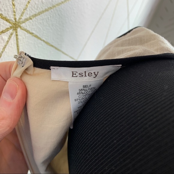 Esley Linen Blend Tie Back Embroidered Dress Small - Picture 10 of 12